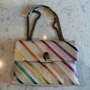 Kurt Geiger London Large Kensington Rainbow Stripe Leather Shoulder Bag